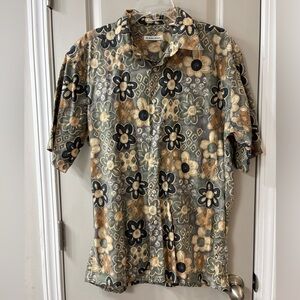 Burma Bibas Vintage Men's Floral Pattern Shirt - Black, Brown, Tan